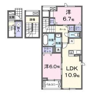 クレシェント(2LDK/3階)の間取り写真