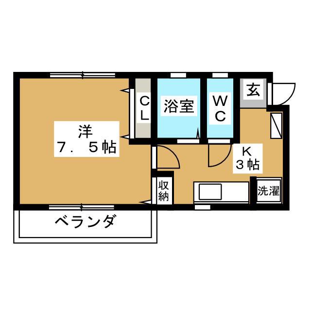 ハイネス小林C(1K/2階)の間取り写真