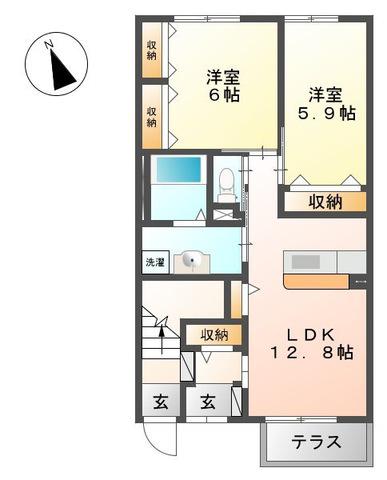 LUCENT HILL III(2LDK/1階)の間取り写真