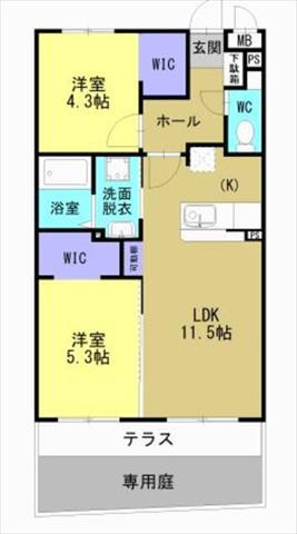ARTH平松(2LDK/1階)の間取り写真