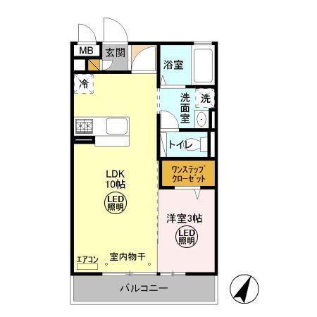 アクエリアス(1LDK/3階)の間取り写真