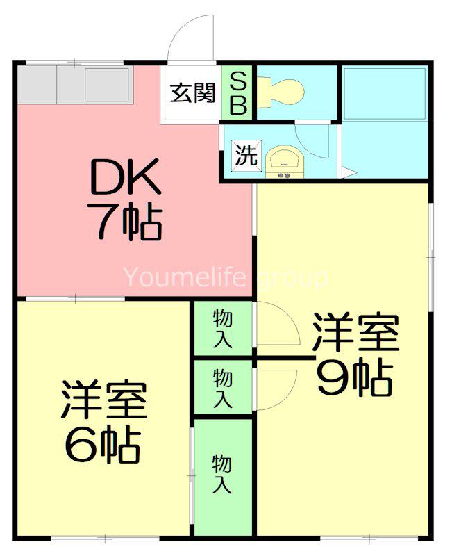 ピアコート Ⅱ番館(2DK/1階)の間取り写真