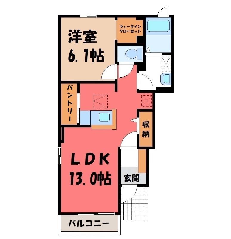 キングダムII(1LDK/1階)の間取り写真