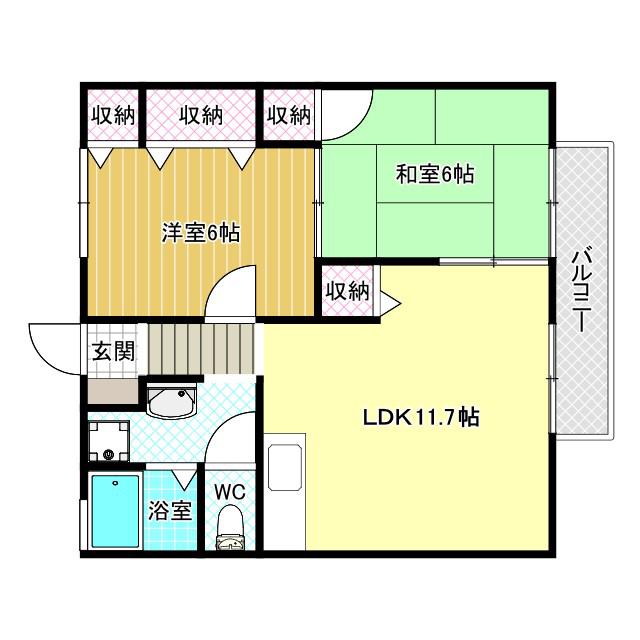 コンフォール(2LDK/2階)の間取り写真