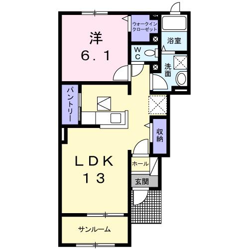 ラ・ヴィータ壱番館(1LDK/1階)の間取り写真