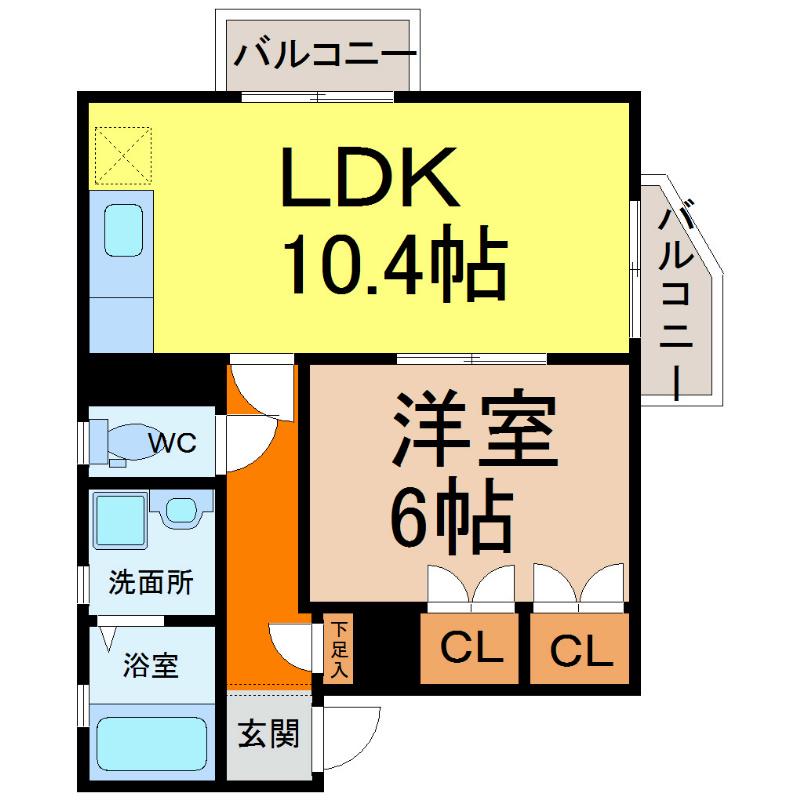 メゾンドエリシオン(1LDK/2階)の間取り写真