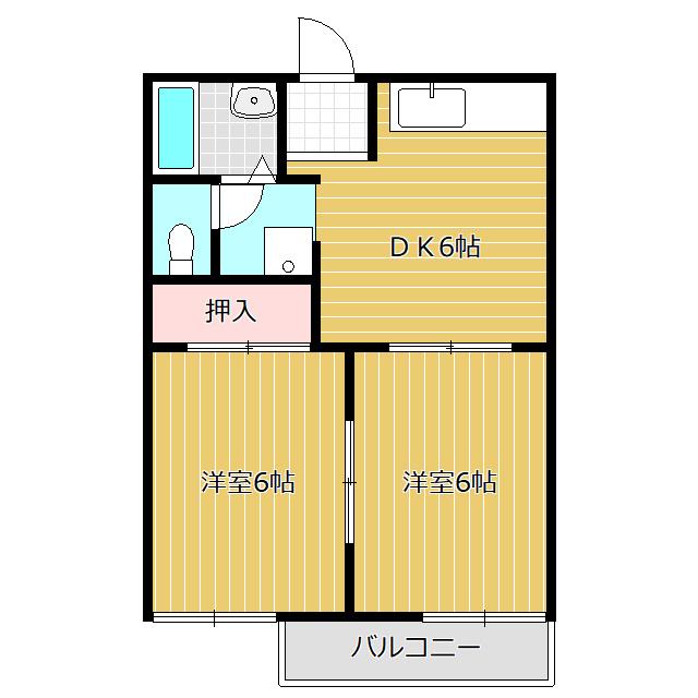 メゾンエーグルB棟(2DK/2階)の間取り写真