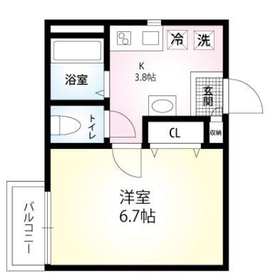 ラミアアルテ(1K/1階)の間取り写真