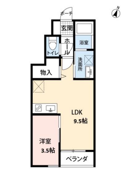 エスリーA棟(1LDK/1階)の間取り写真