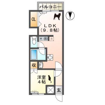 HEART桜館(1LDK/1階)の間取り写真