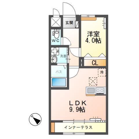 グラティテュード・K(1LDK/1階)の間取り写真