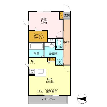 クレセント(1LDK/2階)の間取り写真