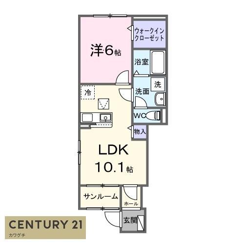 妻崎開作アパート(1LDK/1階)の間取り写真