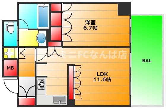 リーガル京町堀(1LDK/10階)の間取り写真