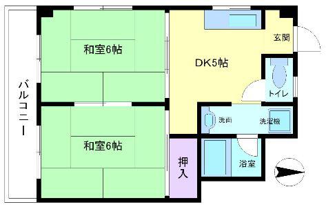 竹川ビル(2DK/3階)の間取り写真