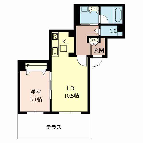 ベルフルール五月が丘(1LDK/1階)の間取り写真