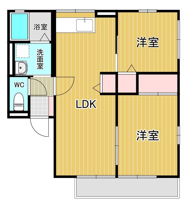 シティハイム手倉田(2LDK/1階)の間取り写真