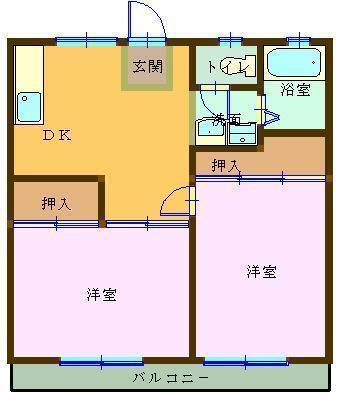 ハイツフォーティーン(2DK/2階)の間取り写真