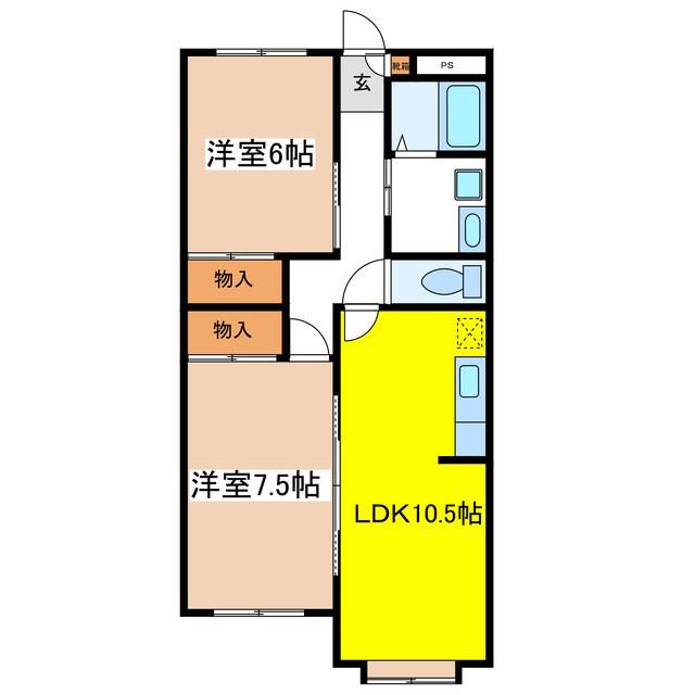 リバティコート(2LDK/3階)の間取り写真