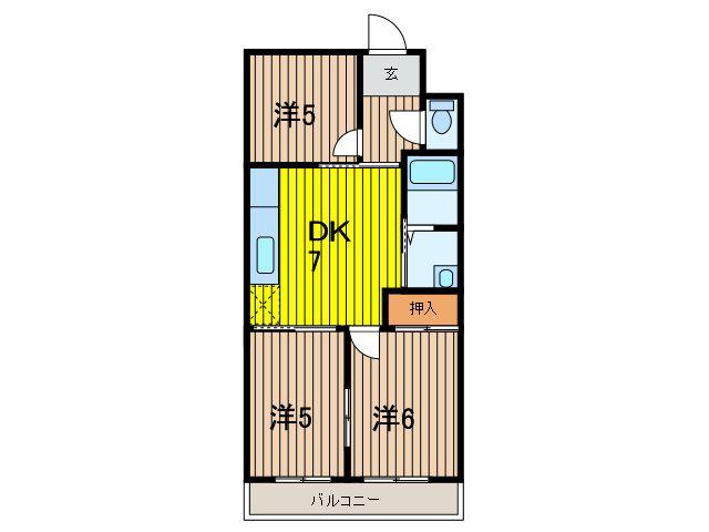 第一寺尾マンション(3DK/3階)の間取り写真