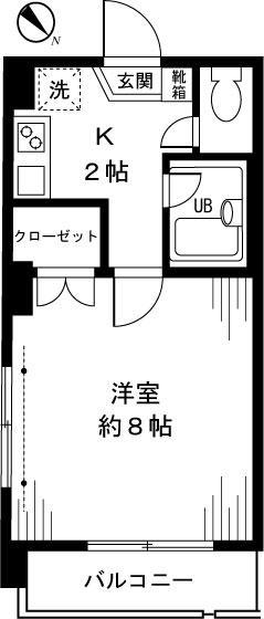 西武新宿線 沼袋駅 徒歩1分 3階建 築20年(1K/3階)の間取り写真