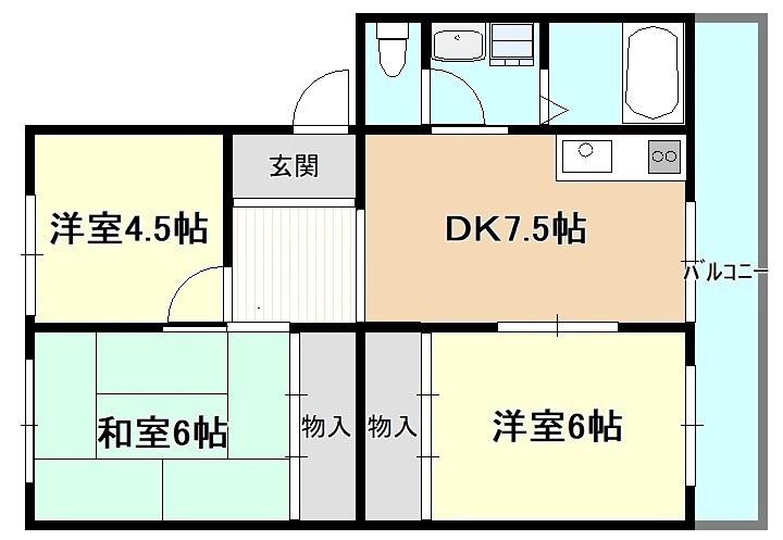 メゾン北鈴(3DK/2階)の間取り写真