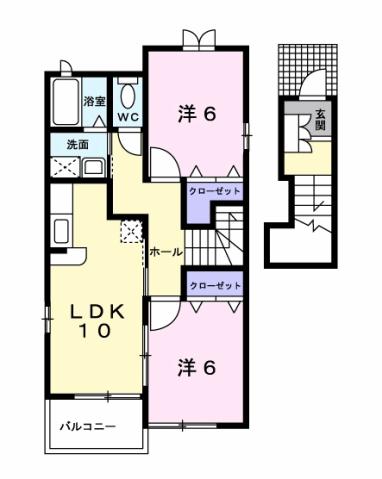 ブローテ・アイ(2LDK/2階)の間取り写真
