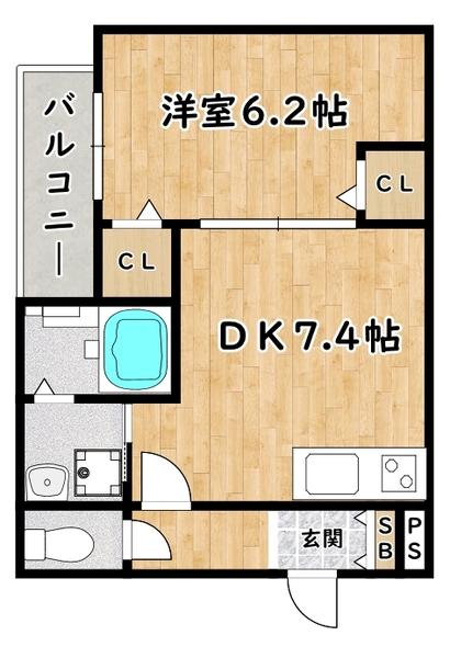フジパレス塚本V番館(1DK/1階)の間取り写真