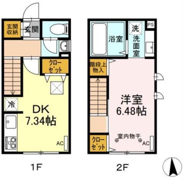ブルースカイ(1DK/1階)の間取り写真