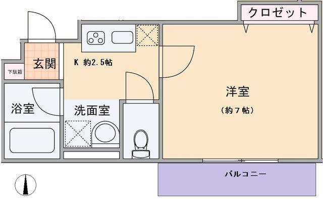 リーブル青葉台(1K/3階)の間取り写真