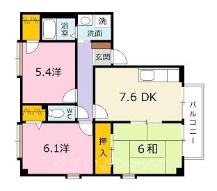 フォブール中原(3DK/1階)の間取り写真