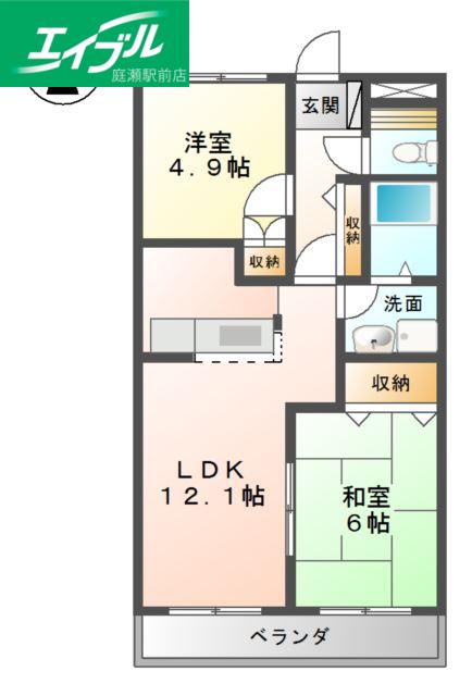 オレンジペコー(2LDK/1階)の間取り写真