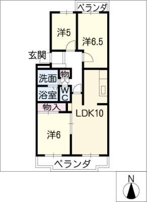 グラパティー(3LDK/2階)の間取り写真
