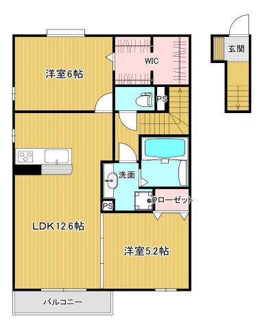 ボヌールメゾン(2LDK/2階)の間取り写真