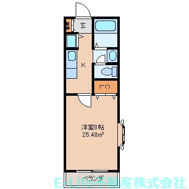 ロイヤルハイツ小峯(1K/4階)の間取り写真