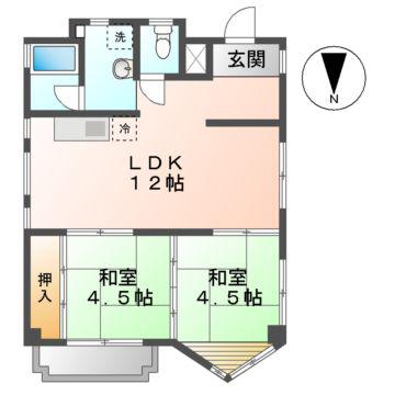 フルーヴェ1番館(2LDK/3階)の間取り写真