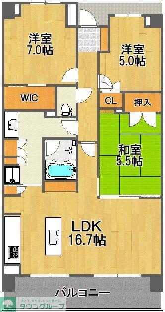 レクセルちはら台(3LDK/13階)の間取り写真
