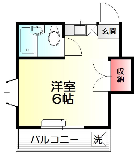 サトウハイツB棟(ワンルーム/2階)の間取り写真