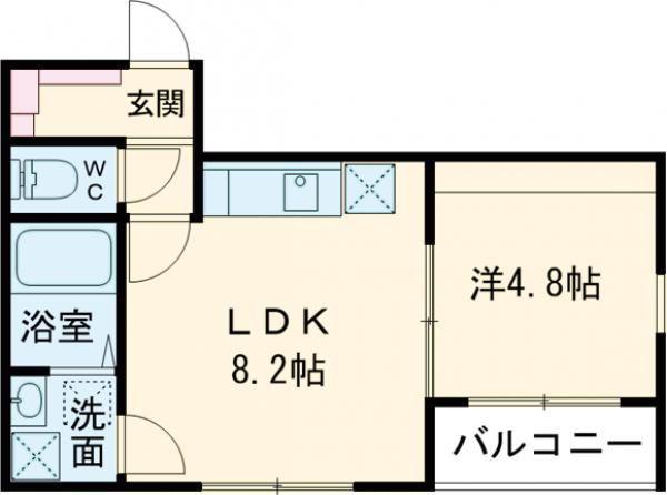 リノリノアパートWITHB棟(1LDK/1階)の間取り写真