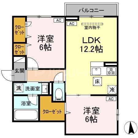 セレスティア鹿浜(2LDK/3階)の間取り写真