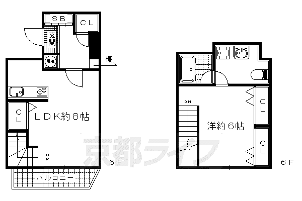 ファービースコート東野(1LDK/5階)の間取り写真