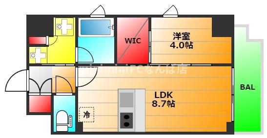 シーズンフラッツ大手前(1LDK/8階)の間取り写真