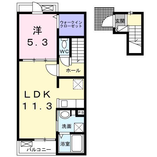 ライズ・トミヤ(1LDK/2階)の間取り写真