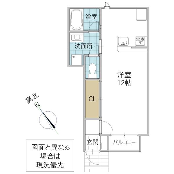 レーガベーネ勝田本町 III(ワンルーム/1階)の間取り写真