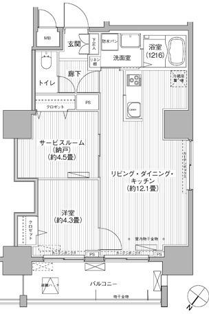 グランデュール富士(1SLDK/7階)の間取り写真