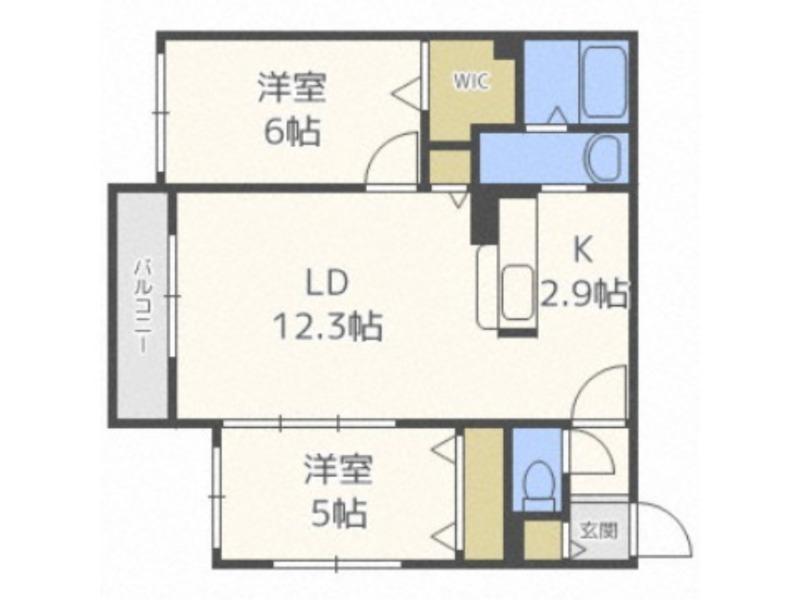 サウスERNPLACE美園(2LDK/3階)の間取り写真