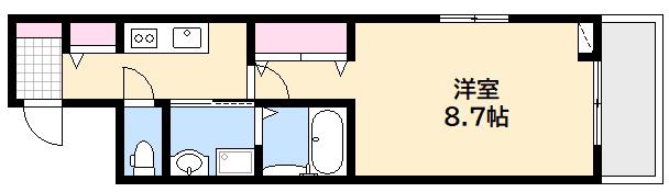 ハミングバードII(1K/2階)の間取り写真