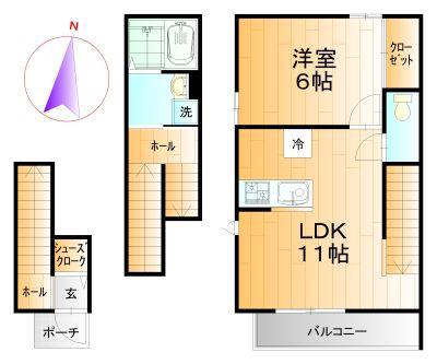 キルシェ(1LDK/3階)の間取り写真