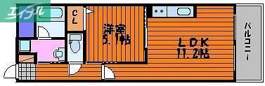 アルファレガロ西古松(1LDK/3階)の間取り写真