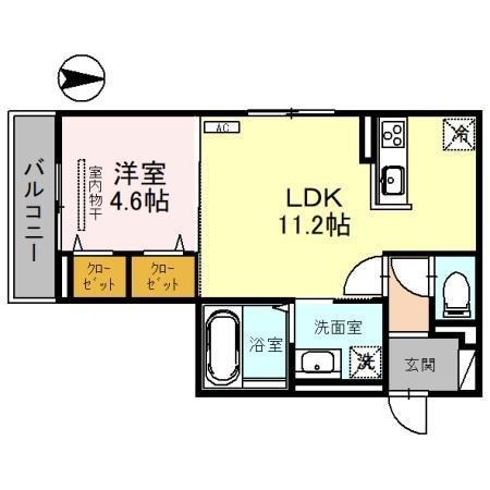 ルミナス清水町(1LDK/3階)の間取り写真